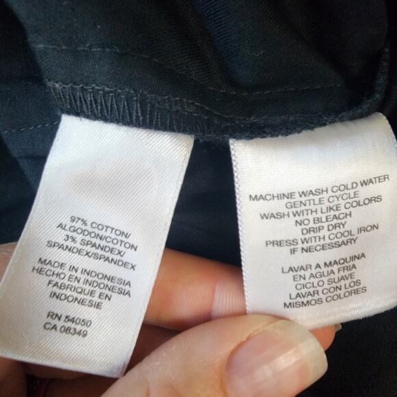 NWT Anne Klein Stretch Pintuck Puff Sleeve Black Button Up Shirt | Womens 6 - Picture 14 of 14